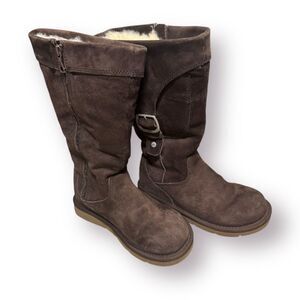 UGG Women’s Boots Cargo III‎ Leather Suede Sheepskin Pockets on Boots Sz 6 Brown